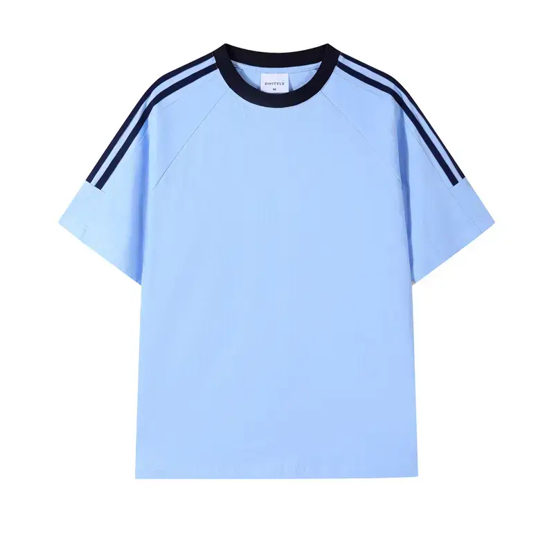 Men Cotton Three Bar T-Shirt Navy Blue 250g - Image 3