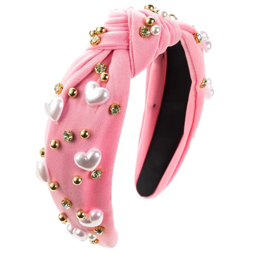 Pink Heart Beaded Hair Band for Women - Image 7