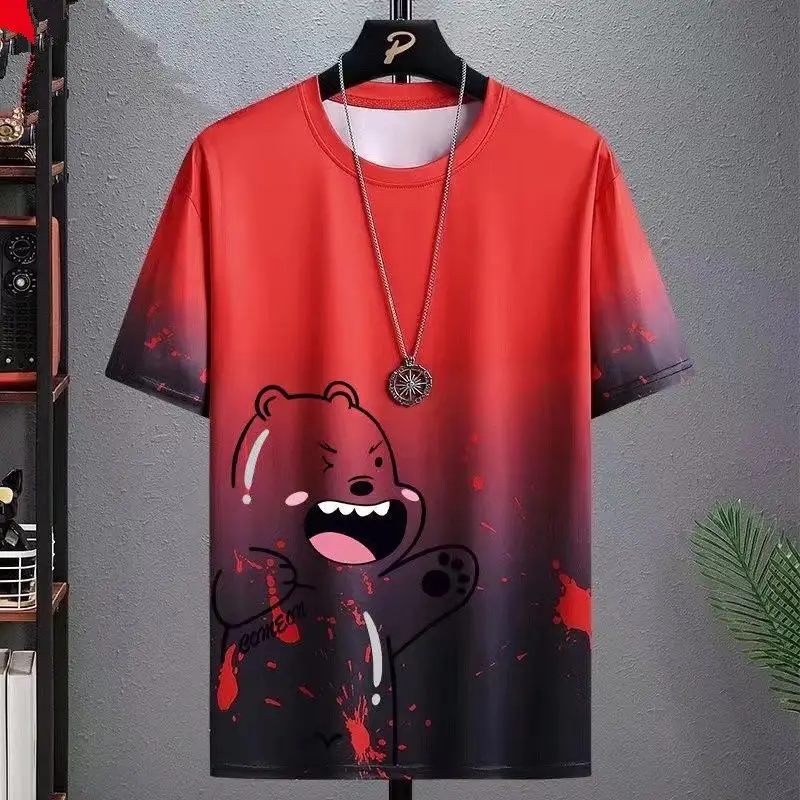 Men's Blue Gradient Ice Silk T-Shirt Summer Casual - Image 8