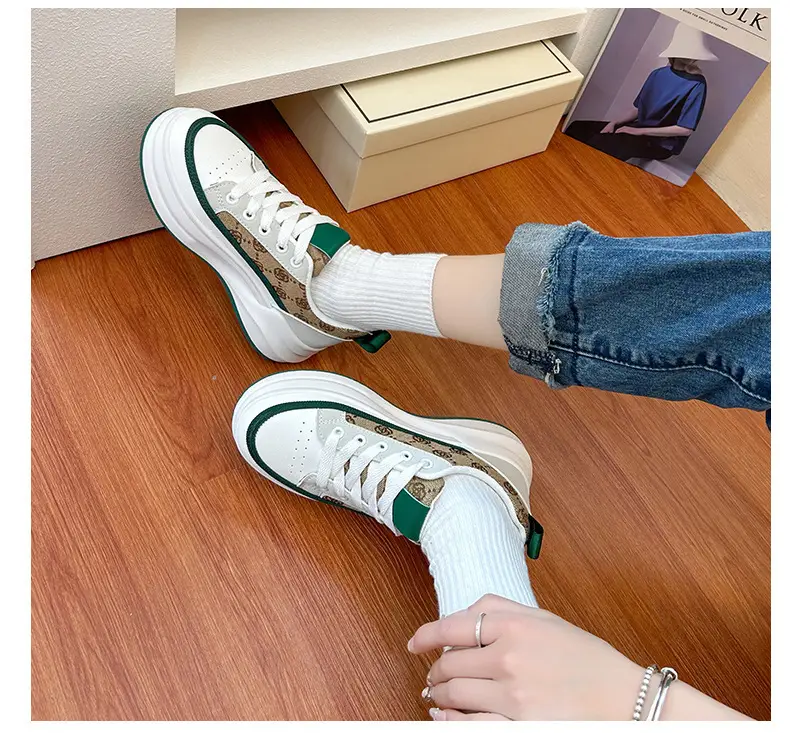 Women Grey Croc Lace Sneakers Thick White Sole — feature 28
