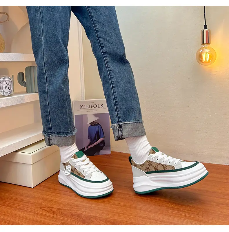 Women Grey Croc Lace Sneakers Thick White Sole — feature 29