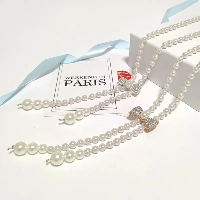 Women's Korean Pearl Waist Chain Belt with Rhinestone Butterfly - Image 9