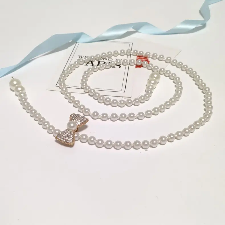 Women's Korean Pearl Waist Chain Belt with Rhinestone Butterfly — feature 18