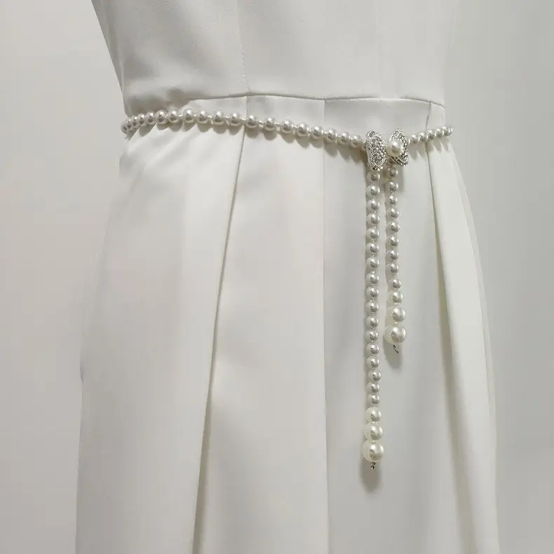 Women's Korean Pearl Waist Chain Belt with Rhinestone Butterfly — feature 8