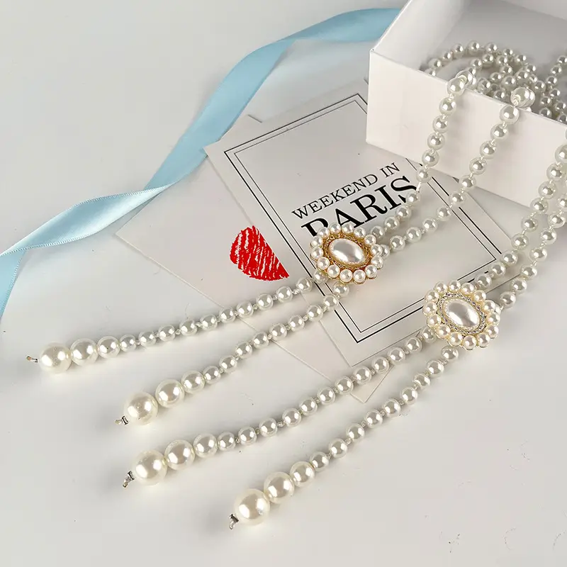 Korean Pearl Waist Belt for Women White Gold