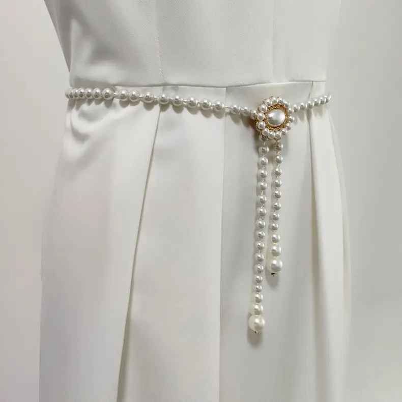 Korean Pearl Waist Belt for Women White Gold — feature 10