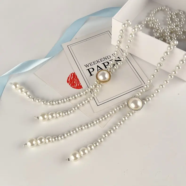 Korean Pearl Waist Belt for Women White Gold — feature 12