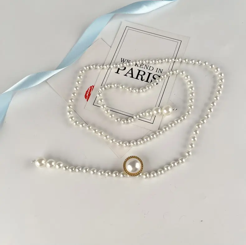 Korean Pearl Waist Belt for Women White Gold — feature 13