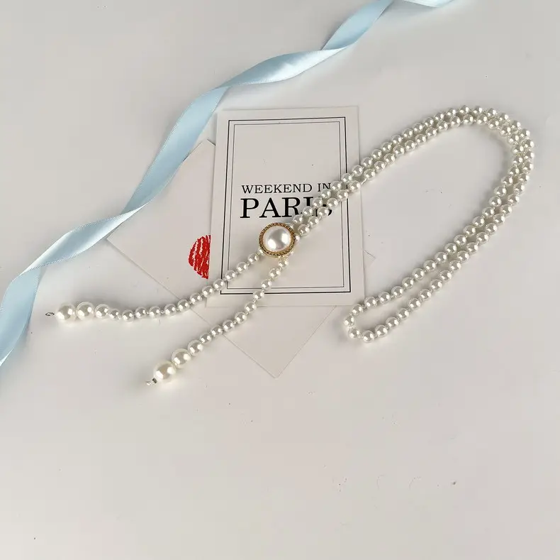 Korean Pearl Waist Belt for Women White Gold — feature 14