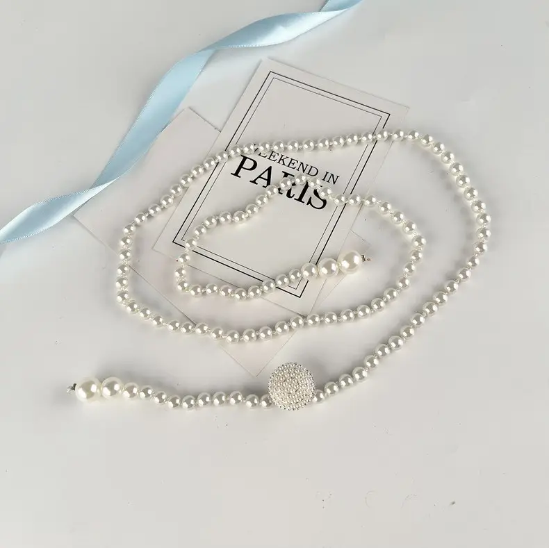 Korean Pearl Waist Belt for Women White Gold — feature 18