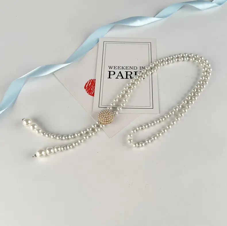 Korean Pearl Waist Belt for Women White Gold — feature 19