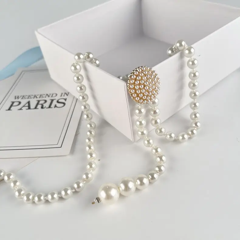 Korean Pearl Waist Belt for Women White Gold — feature 20
