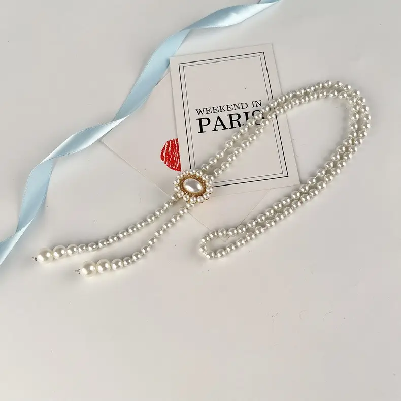 Korean Pearl Waist Belt for Women White Gold — feature 23