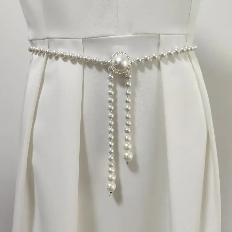 Korean Pearl Waist Belt for Women White Gold — feature 4