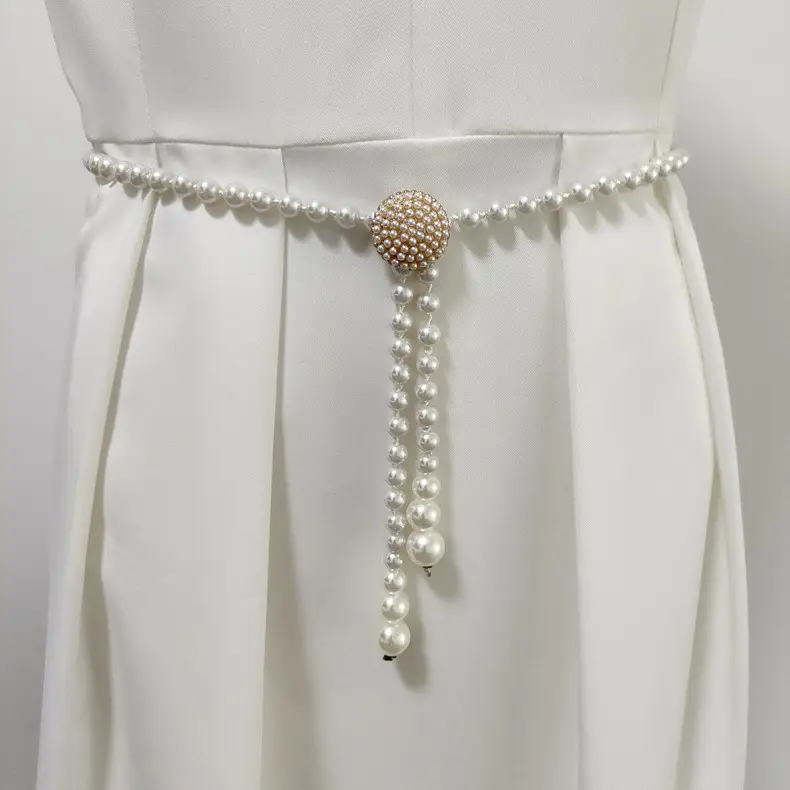 Korean Pearl Waist Belt for Women White Gold — feature 5