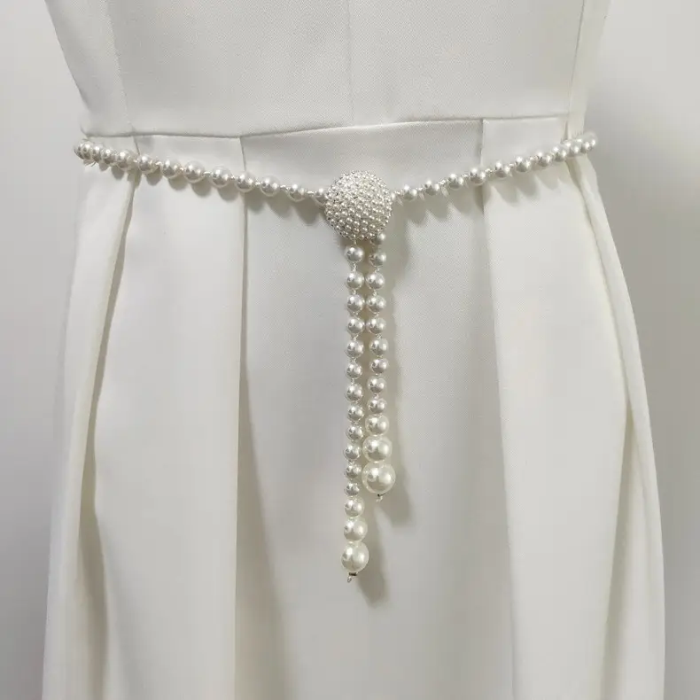 Korean Pearl Waist Belt for Women White Gold — feature 6