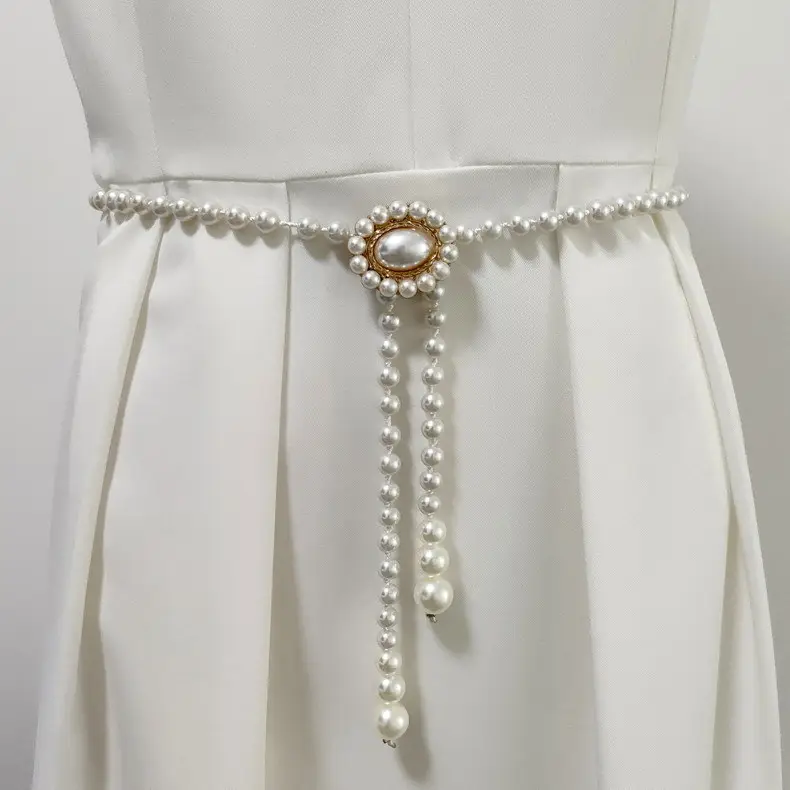 Korean Pearl Waist Belt for Women White Gold — feature 7