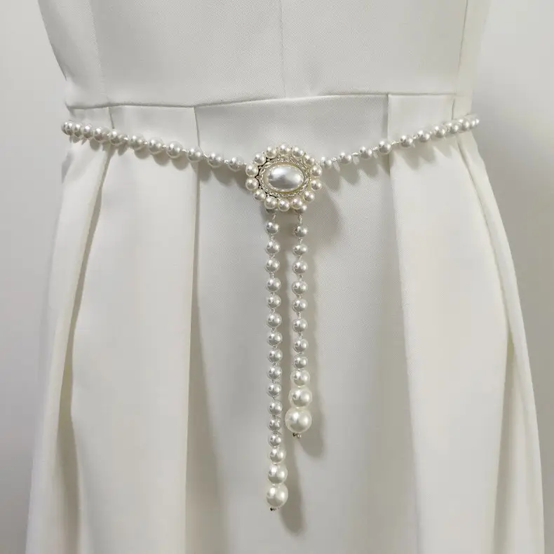 Korean Pearl Waist Belt for Women White Gold — feature 8