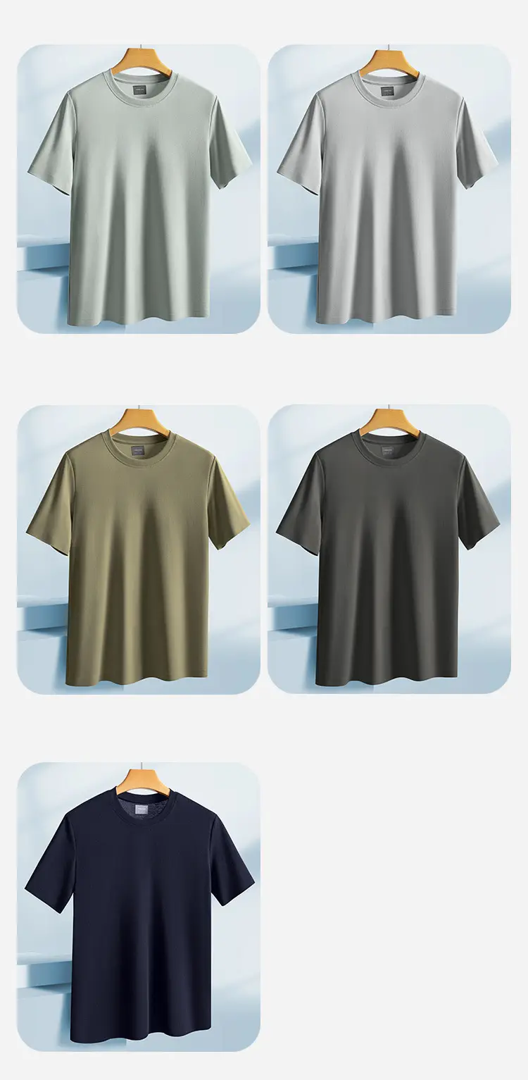 Men Olive Green Cotton T-Shirt Short Sleeve Summer Cool — feature 11
