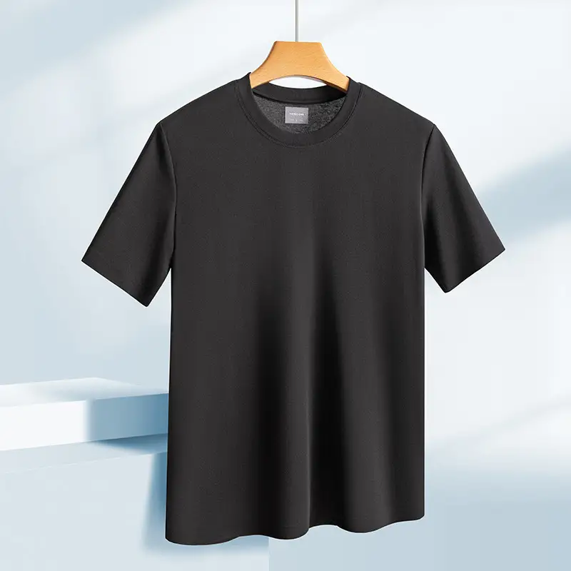 Men Olive Green Cotton T-Shirt Short Sleeve Summer Cool - Image 2