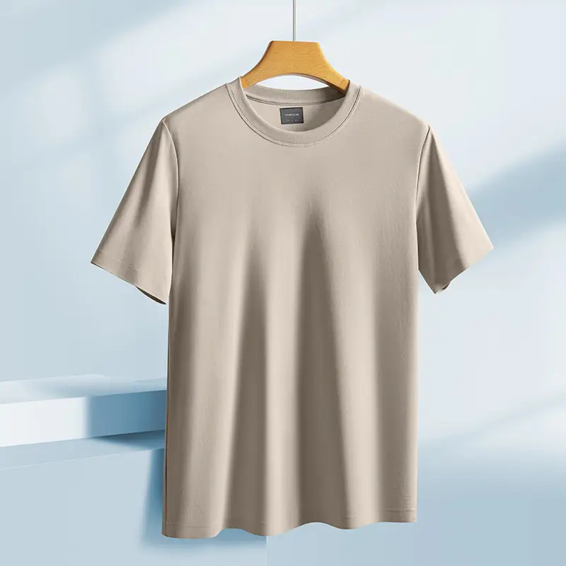 Men Olive Green Cotton T-Shirt Short Sleeve Summer Cool - Image 4