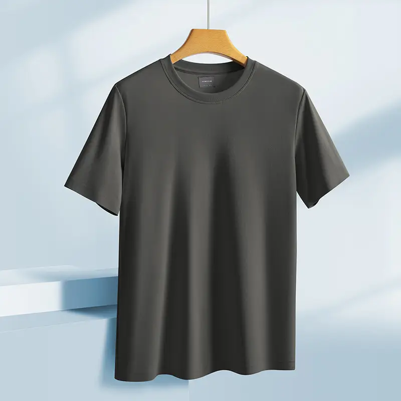 Men Olive Green Cotton T-Shirt Short Sleeve Summer Cool - Image 8