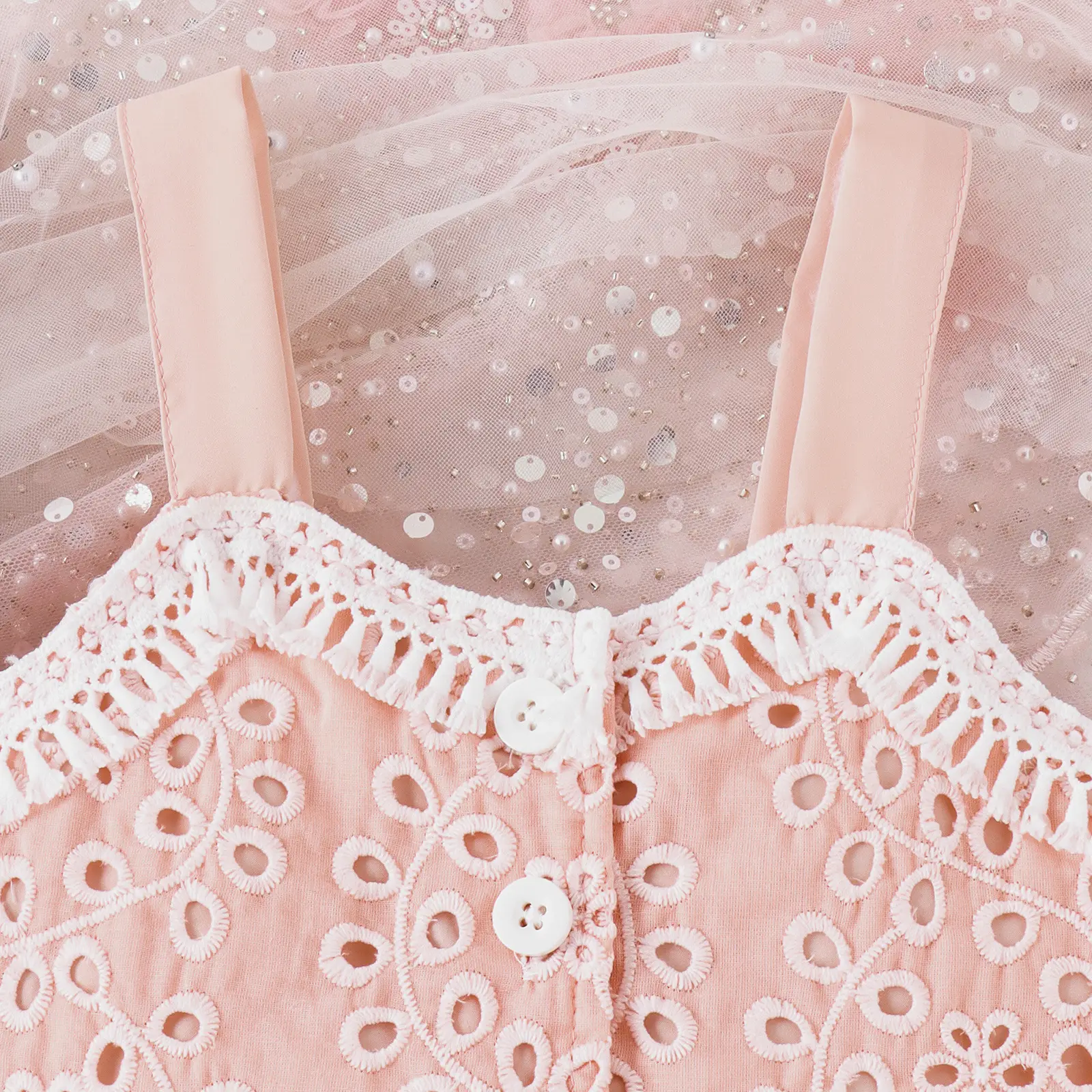 Baoxi Girls Lace Top & Hollow Shorts Set Pink - Image 7