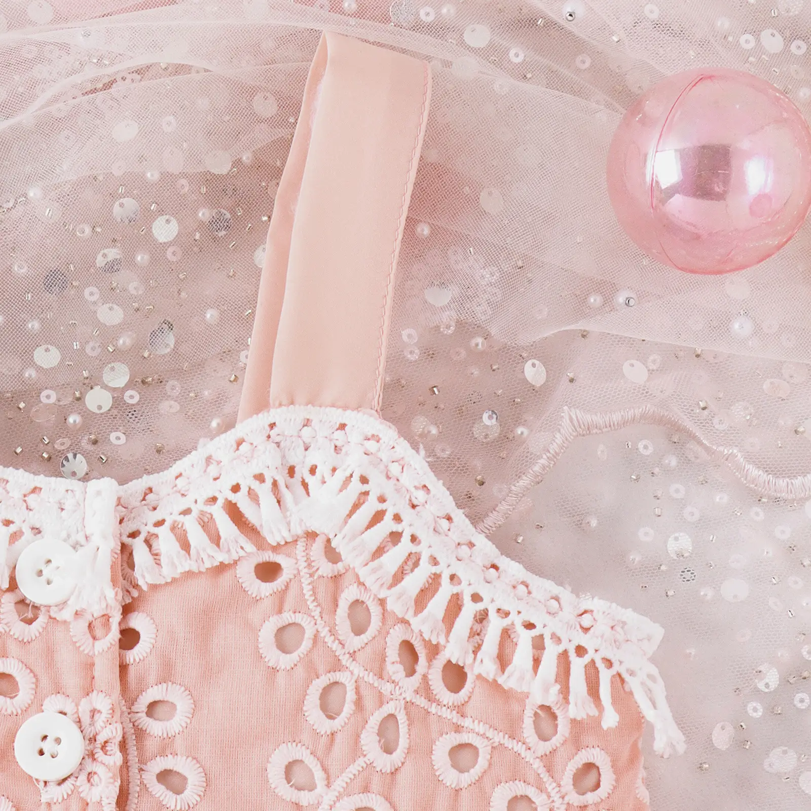 Baoxi Girls Lace Top & Hollow Shorts Set Pink — feature 4