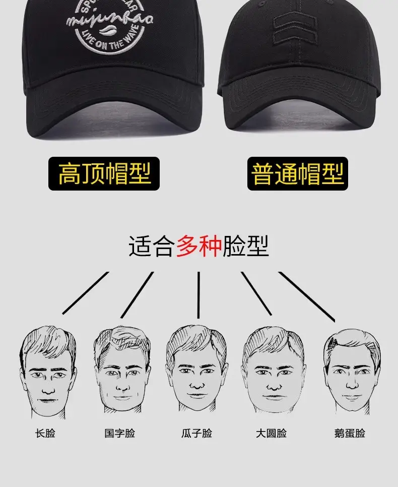 Men's Baseball Cap with High Crown & Wide Brim — feature 8