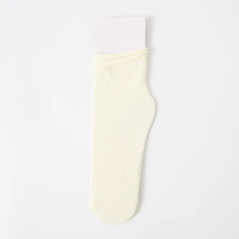 Ice Ice Socks Women's Spring and Summer Thin Stacked Socks Solid Color Mid-barrel Fashionable Curled Modal Ice Silk Online Shop Fashionable Socks
