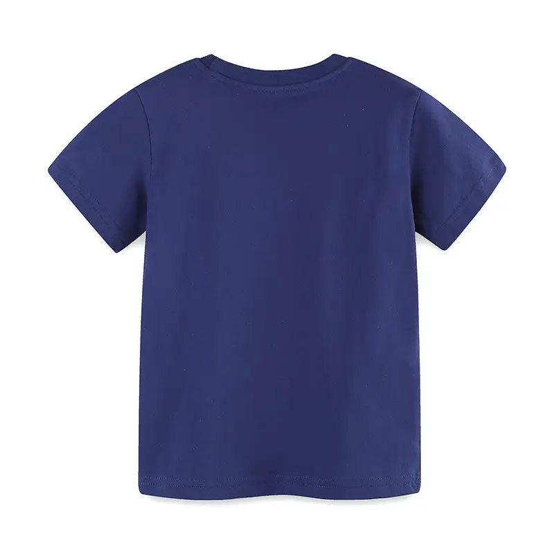 2025 Boys Cartoon Car T-Shirt Blue Round Neck Short Sleeve