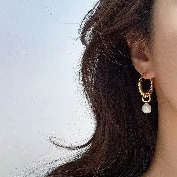 Luxury Water Drop Pearl Earrings Gold Plated - Image 4