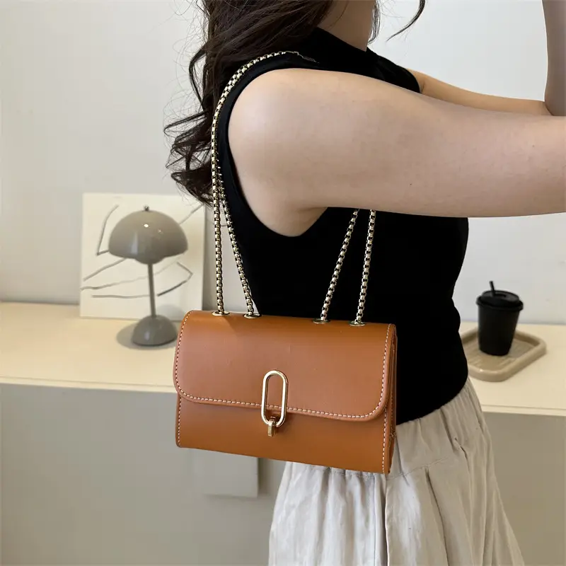 Women's Textured Shoulder Messenger Bag Brown 2024 - Image 7