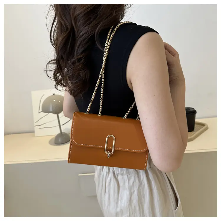 Women's Textured Shoulder Messenger Bag Brown 2024 — feature 9