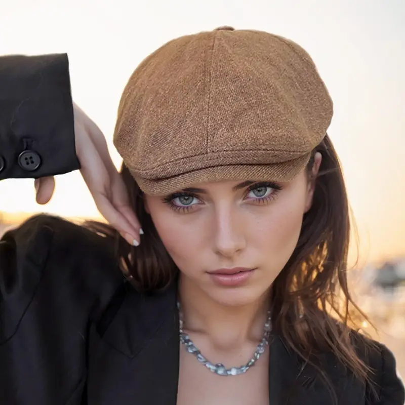 Men's British Beret Cotton Linen Peaked Cap - Image 4