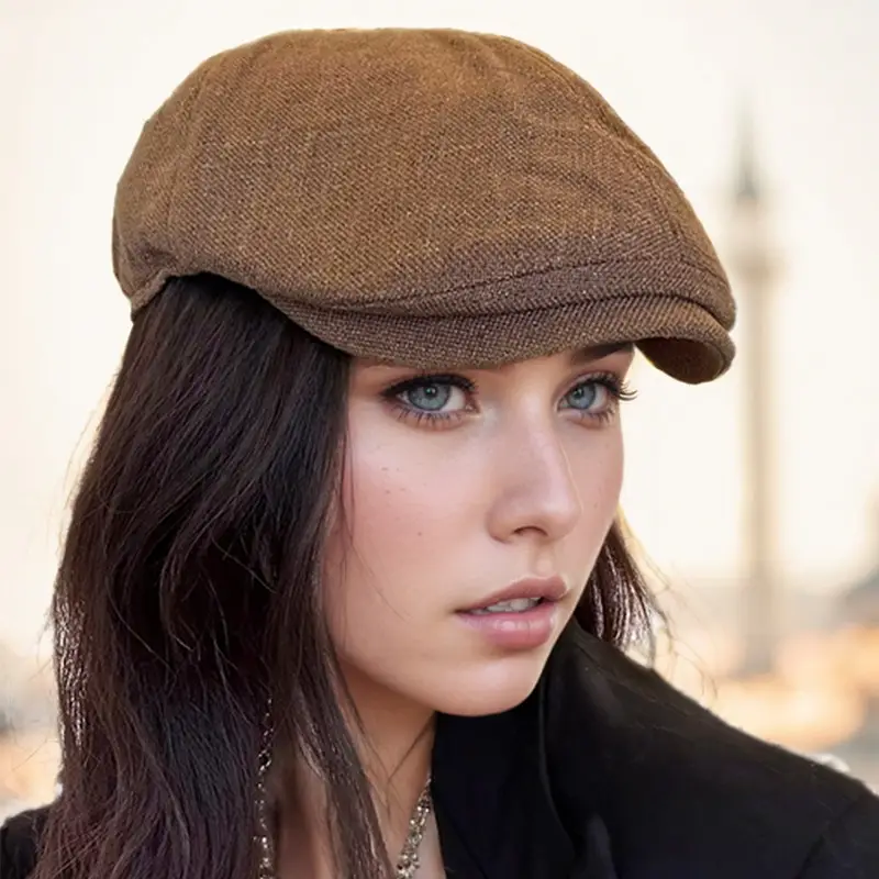 Men's British Beret Cotton Linen Peaked Cap - Image 5