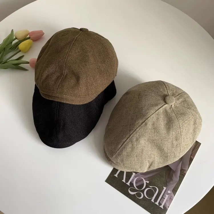 Men's British Beret Cotton Linen Peaked Cap — feature 10