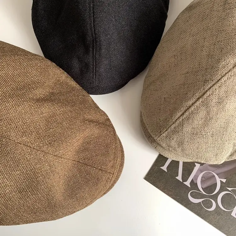 Men's British Beret Cotton Linen Peaked Cap — feature 11