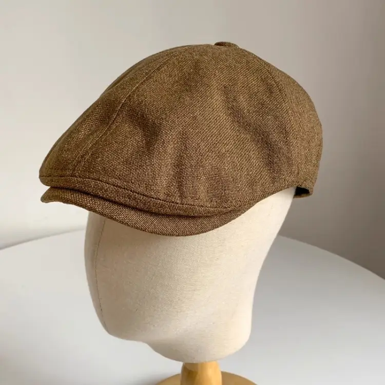 Men's British Beret Cotton Linen Peaked Cap — feature 12