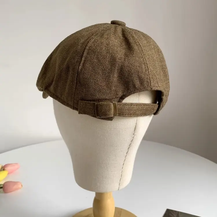 Men's British Beret Cotton Linen Peaked Cap — feature 13