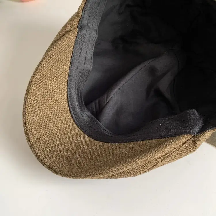 Men's British Beret Cotton Linen Peaked Cap — feature 14