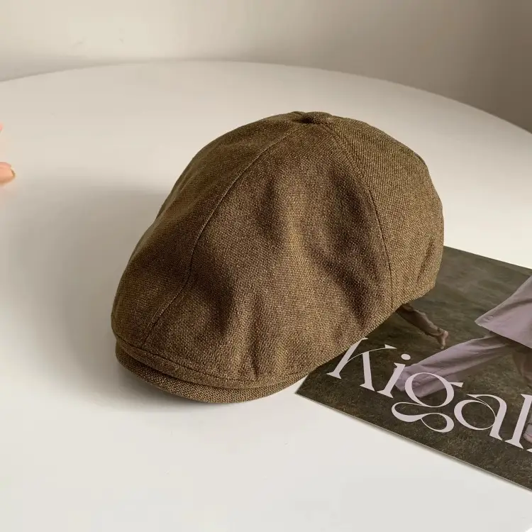 Men's British Beret Cotton Linen Peaked Cap — feature 15