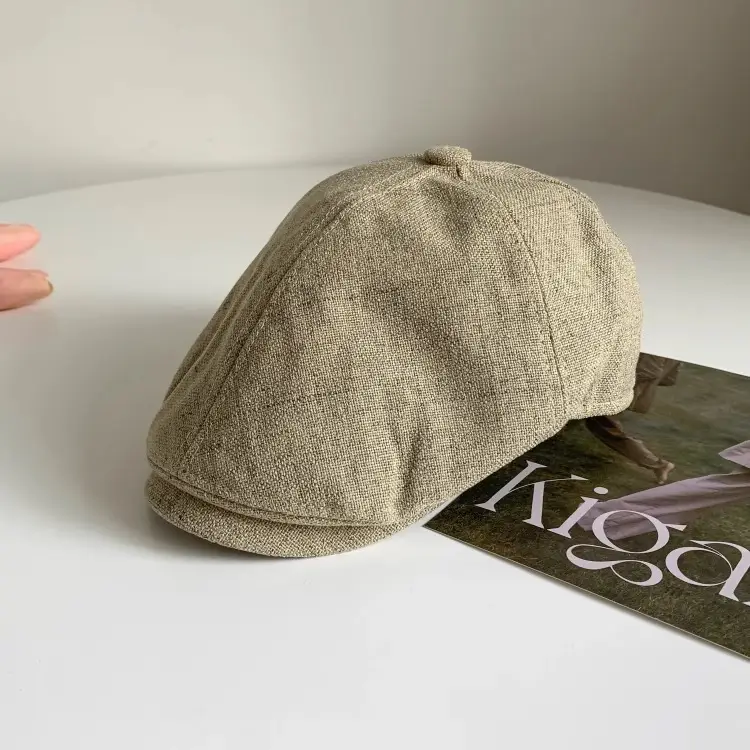 Men's British Beret Cotton Linen Peaked Cap — feature 17