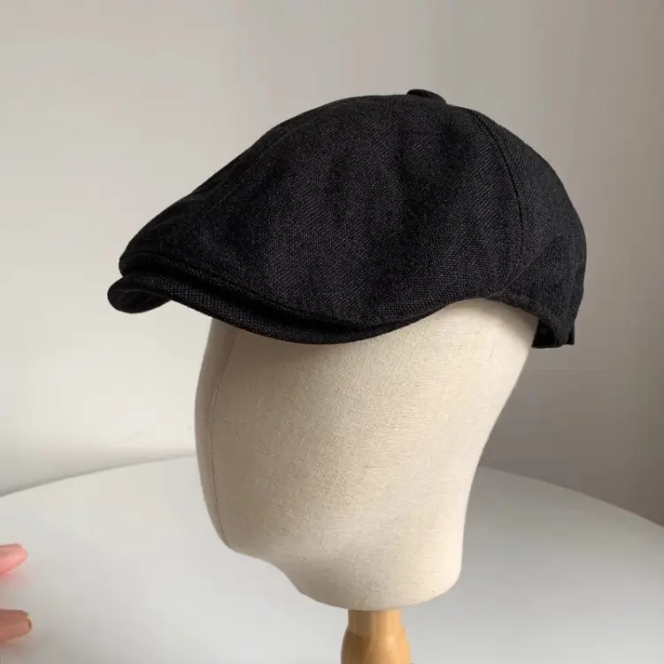Men's British Beret Cotton Linen Peaked Cap — feature 18