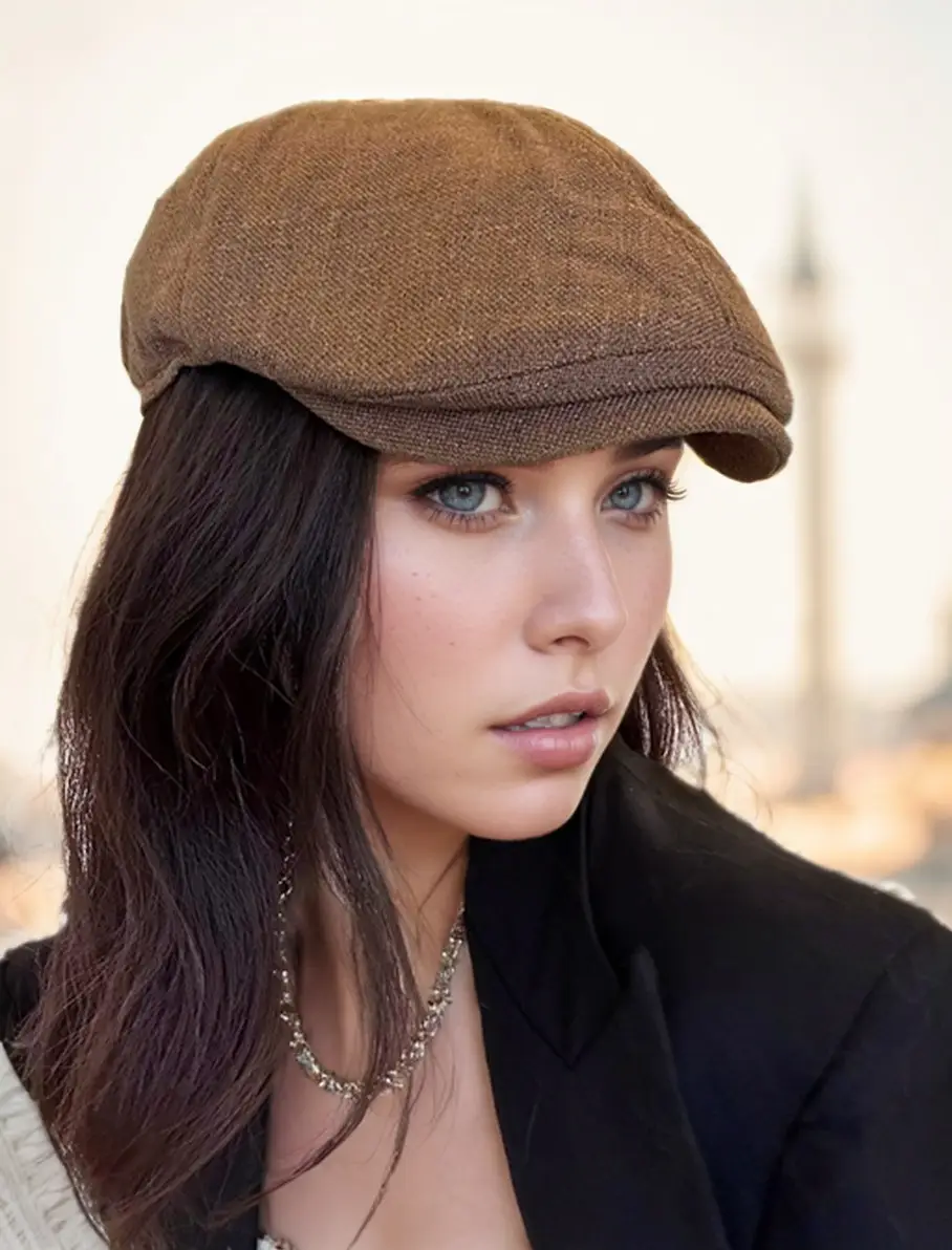 Men's British Beret Cotton Linen Peaked Cap — feature 4