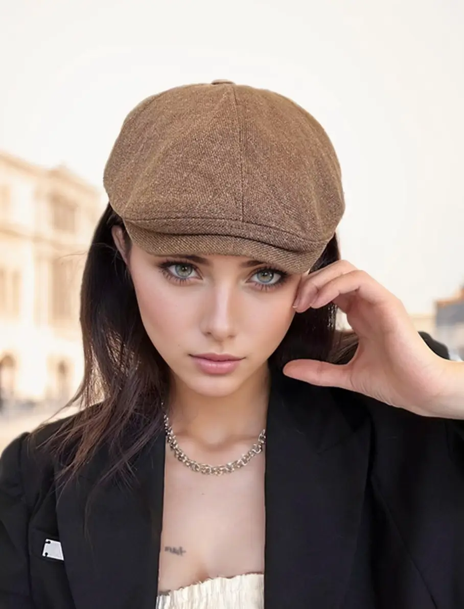 Men's British Beret Cotton Linen Peaked Cap — feature 5