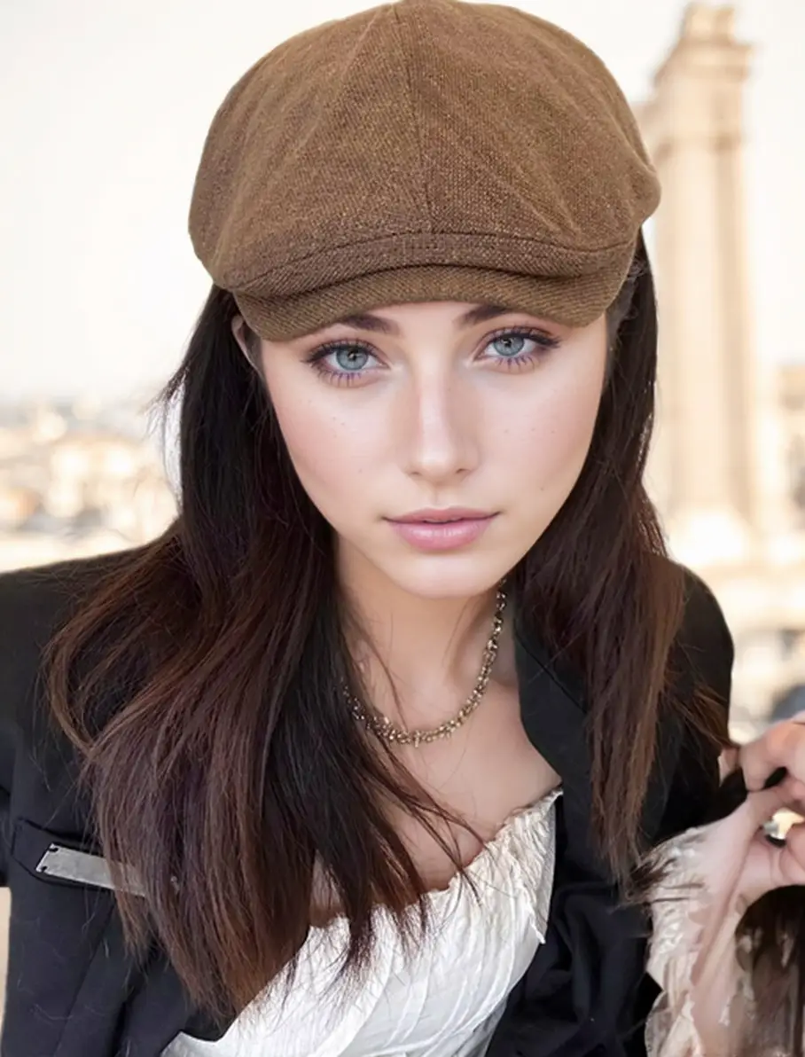 Men's British Beret Cotton Linen Peaked Cap — feature 6