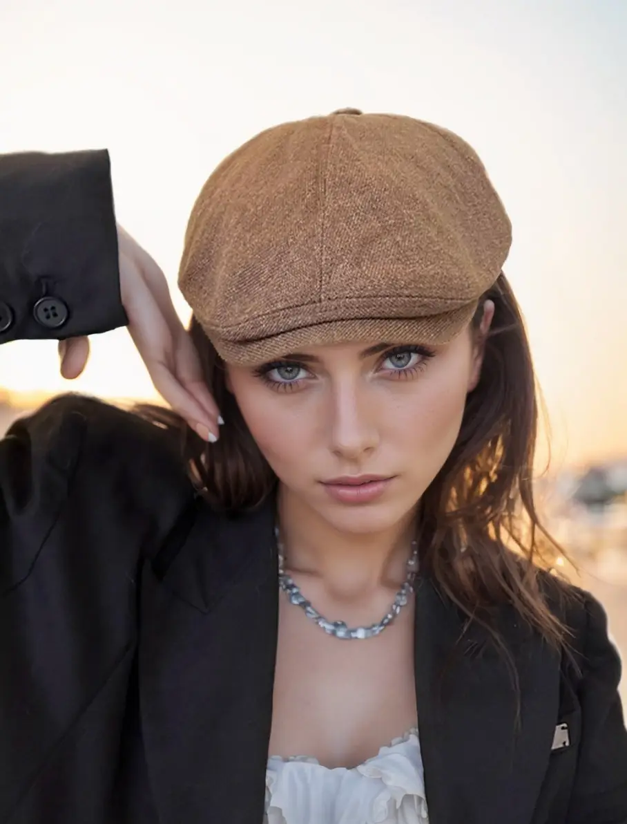 Men's British Beret Cotton Linen Peaked Cap — feature 8