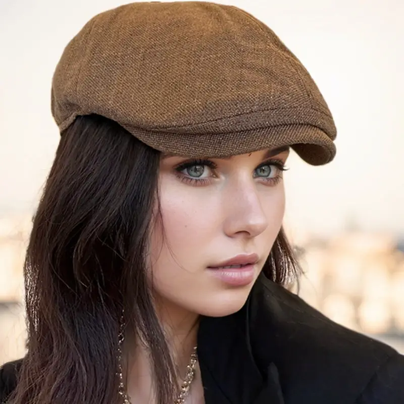 Men's British Beret Cotton Linen Peaked Cap