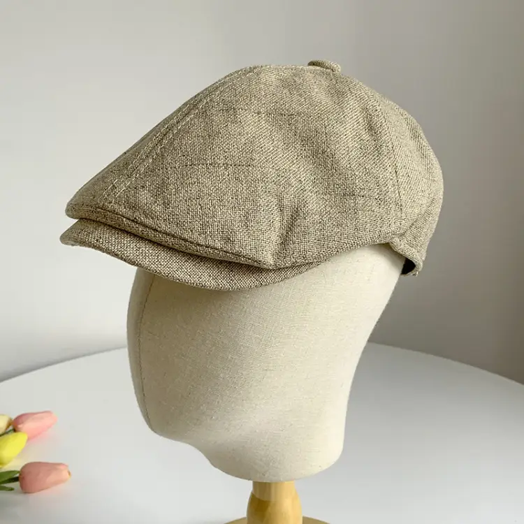 Men's British Beret Cotton Linen Peaked Cap - Image 2